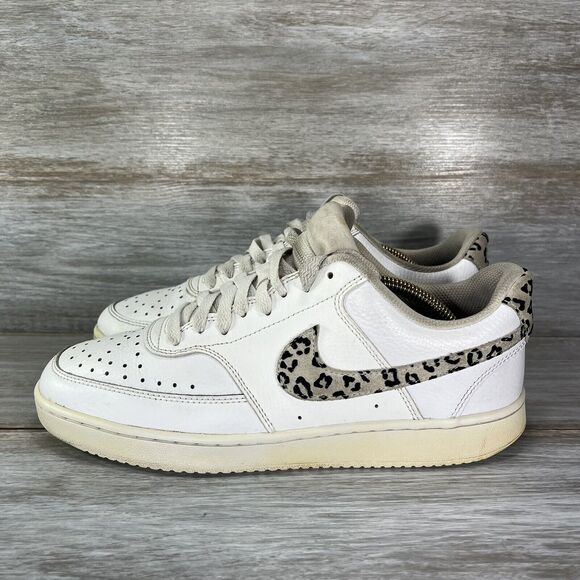 Nike Shoes - Nike Women’s Court Vision Low White Sneakers DD9665-100 Leopard Swoosh Size 10